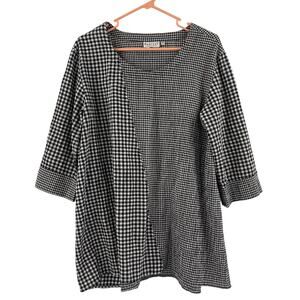 HABITAT Tunic Top Small Lagenlook Art To Wear Artsy Gingham Mixed Checks Funky